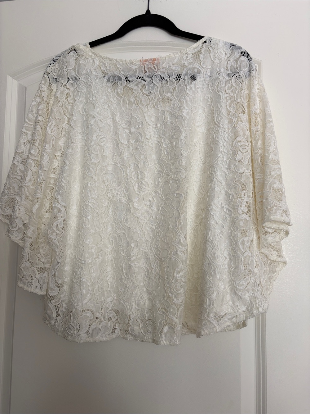 Ruby Rd. Ivory Lace Flutter-Sleeve Blouse - Picture 2 of 3